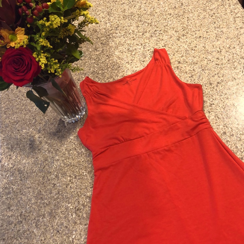 Eddie Bauer Coral Colored or Red Shade Travex Dress Small